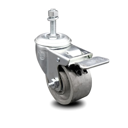 Service Caster Semi Steel Swivel TS Caster w/Roller Bearing-3" Wheel&10MM Stem w/Total Lock BRK SCC-TSTTL20S315-SSR-M1015